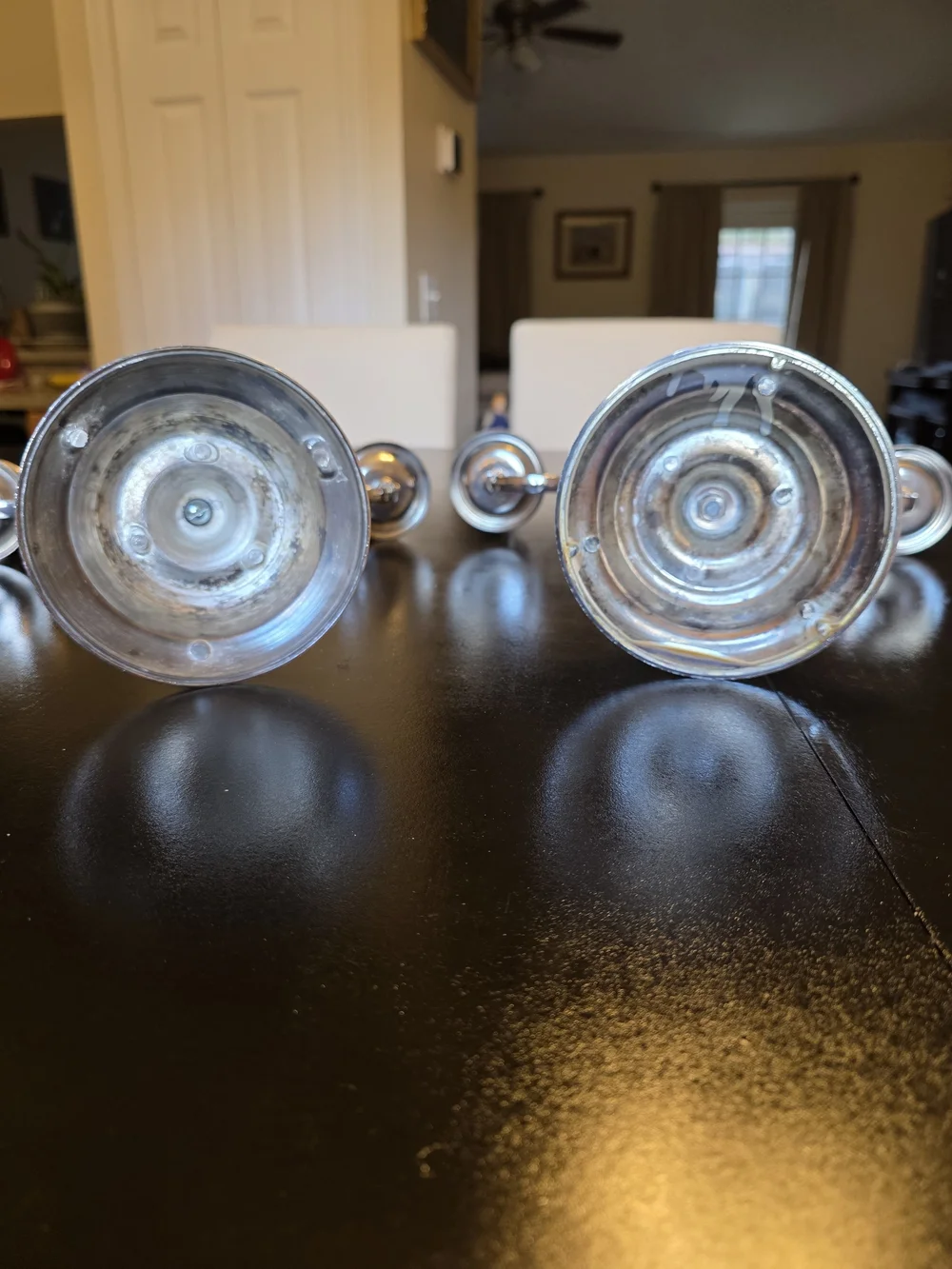 Source Unknown Silver Three-Arm Candelabra Pair